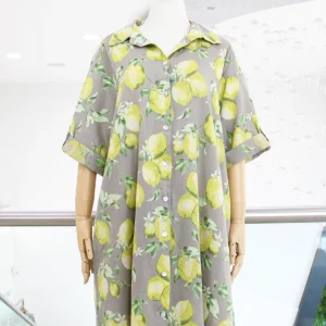 Vestido camisero gris limones