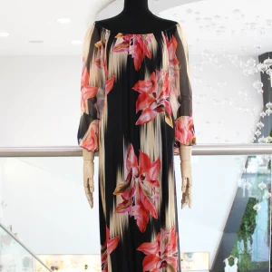 Vestido largo seda floral