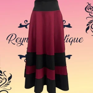 Falda a rayas maroon y negro B