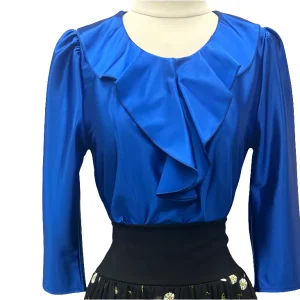 blusa de revuelo satin azul rey